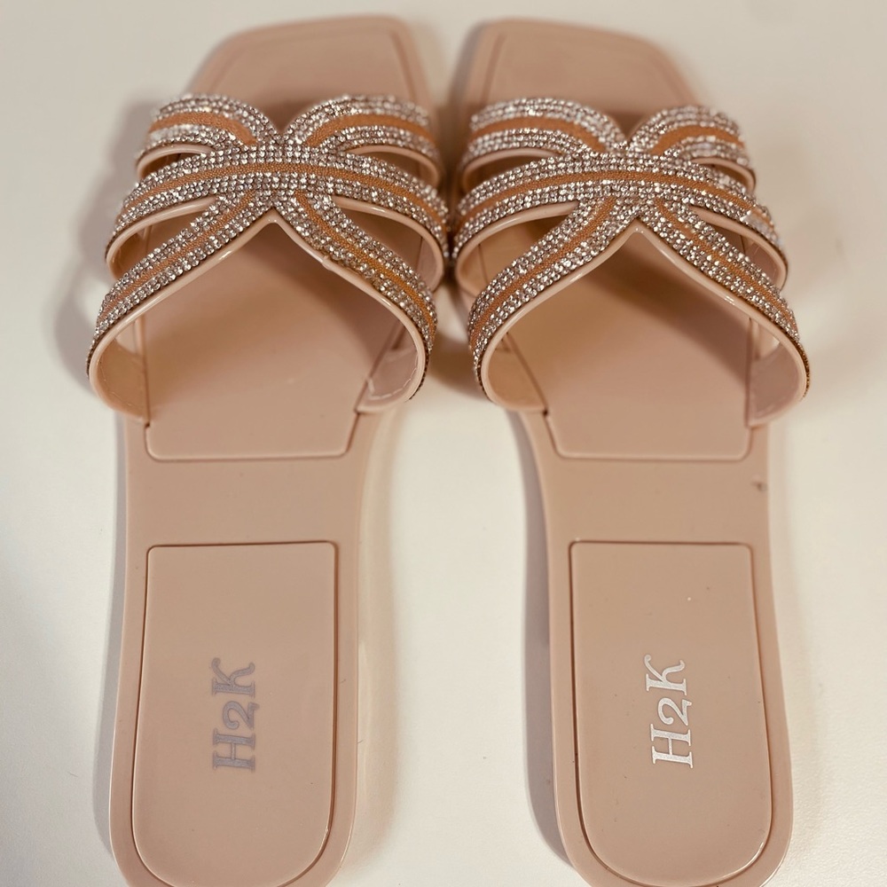 Women's Chic Rhinestone Sandals - Nude